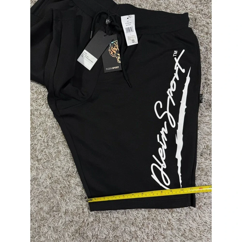 Plein Sport Print White Logo Black Shorts Men's Size Large